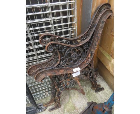 PAIR OF CAST BENCH ENDS