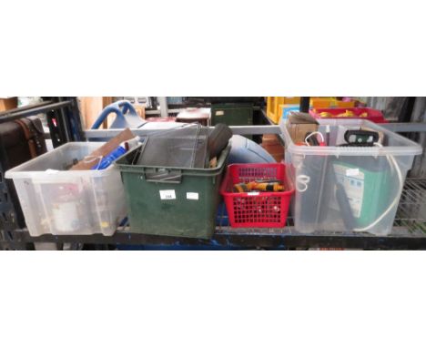 4 BOXES TOOLS INCLUDING PARAFFIN GREEN HOUSE HEATER &amp; 1 GALLON MOWER PETROL TANK