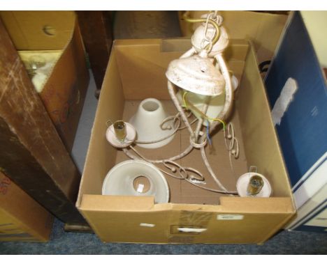Modern metal and glass three section ceiling light. 