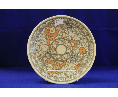 Ducal pottery Charlotte Rhead decorated tube lined floral design wall plaque. Printed mark with painted signature and No. 598