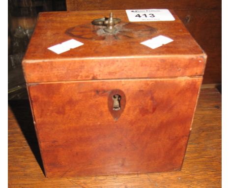 Late 19th Century mahogany inlaid single section tea caddy.