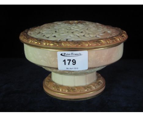 Locke & Co Worcester porcelain circular vase and pierced cover.