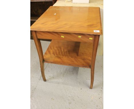 19th century satin walnut square shaped occasional table with under shelf. 