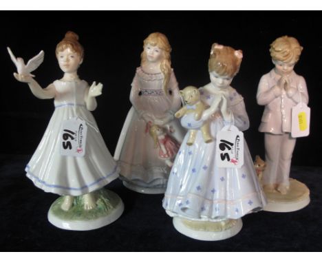Four Royal Worcester limited edition bone china figures by Sheila Mitchell, titled 'I dream', 'I hope', 'I pray' and 'I wish'