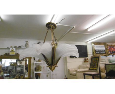 A HANGING LAMP, SHADES A/F