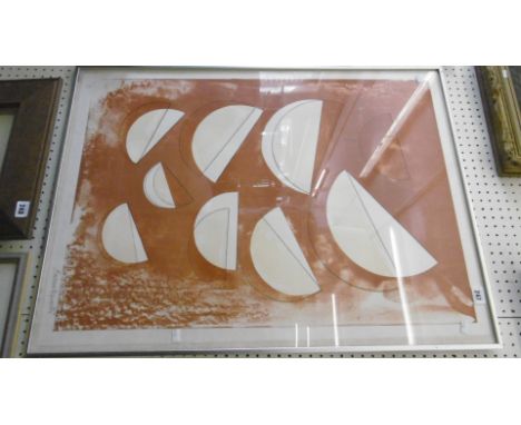 A FRAMED DAME BARBARA HEPWORTH (B1903-D1975) OLYMPUS FROM AGEAN SUITE, LITHOGRAPH IN COLOUR ON WOVE, SIGNED AND NUMBERED 43/6