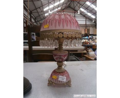 vintage cranberry coloured bedside lamp
