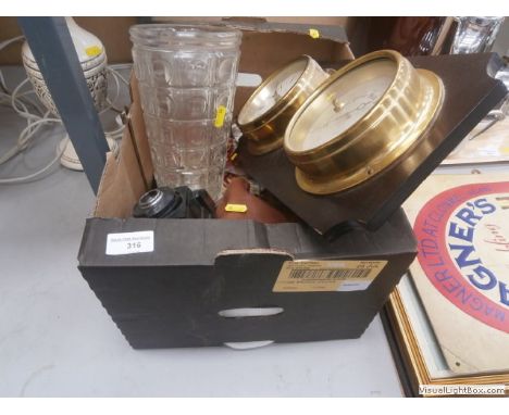 box inc. vintage camera, barrometer etc