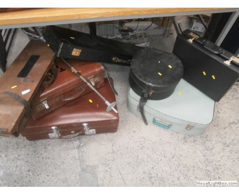 group lot inc hat box, shooting stick, cases etc