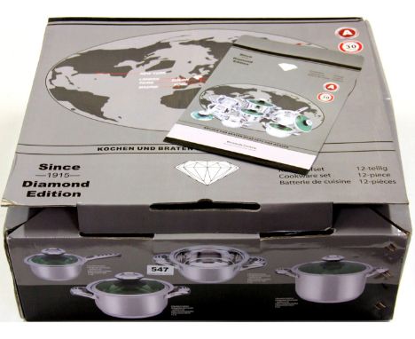 Diamond Edition 12pce stainless steel pan set. Please note this is a credit card reclaim item sold as seen and without reserv