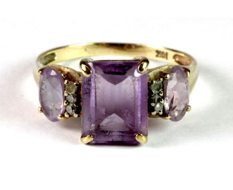 10ct gold amethyst and diamond ring. M.5