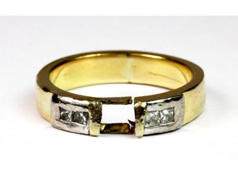 A yellow metal (tested min 14ct gold) and diamond ring. Approx. 6.9g, A/F.  Please note this lot is a credit card reclaim ite