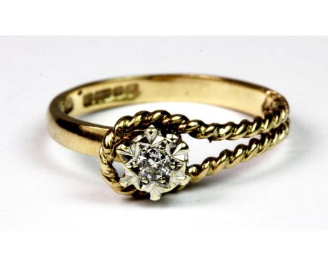 A 9ct gold hallmarked diamond solitaire ring (M.5).