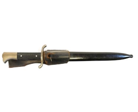 German Fire Brigade Faschinenmesser bayonet, scabbard and frog, with longer blade for enlisted men, stamped with makers mark 