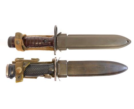 Three bayonets and scabbards, to include:Danish m/1962, the bayonet unmarked but the scabbard stamped HTK for Haerens Tenkisk