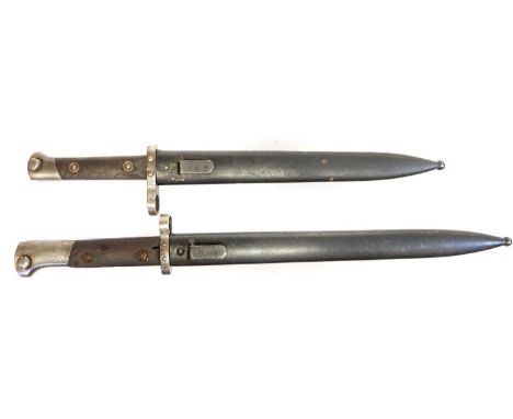 Two bayonet and scabbards, to include:Czech VZ 24 export model with circle Z export mark on the left ricasso, the pommel with