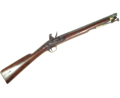 Flintlock Ordnance Paget carbine, .650 calibre 16 inch sighted barrel with swivel ramrod, Crown GR lock with safety catch, sa