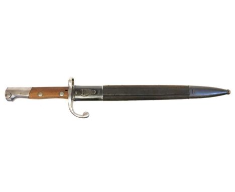 Brazilian M.1908 This bayonet and scabbard, apparently un-issued state, stamped with letter B on the top blade spine, Brazili