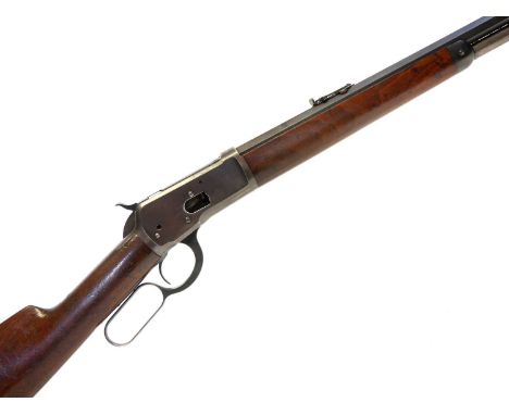 Winchester .44WCF / 44-40 1892 lever action rifle, 24 inch octagonal barrel with dove tailed front sight and folding ladder r