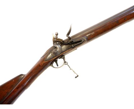 Flintlock .750 volunteer India pattern Brown Bess musket, 39 inch barrel, tower GR lock with double line borders, standard br