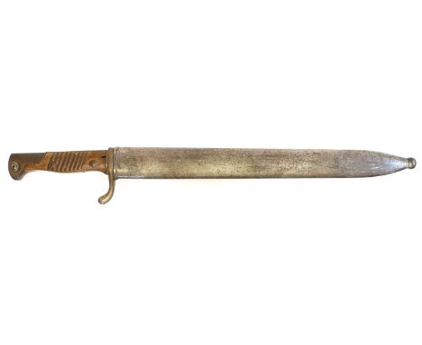 German Mauser S.98/05 butcher bayonet and scabbard, makers stamp E.&amp; F. Horster. 52cm long 