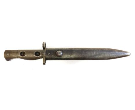 Australian L1A2 bayonet and scabbard, bearing no marks and rounder fullers unlike the British and the Canadian equivalents,  