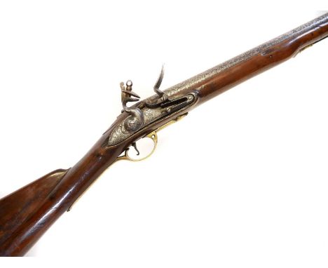 Irish short land pattern Brown Bess flintlock musket, .750 41 inch barrel (reduced from 42inches) stamped with faint Londonde