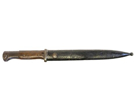 German S. 84/98 n.A. bayonet and scabbard, the right ricasso stamped with a horse over Bayard, the left ricasso stamped with 