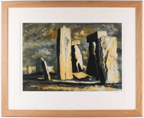 John Piper (1903-1992), 'From Photo by EP, Stonehenge', limited edition print, numbered 7/850, 37 cm x 55.5 cm with margins, 