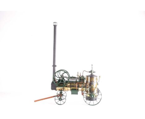 Maxwell Hemmens , live steam 11/2" scale model of a Merlin Vierzon portable agricultural steam engine with Lincoln green, red