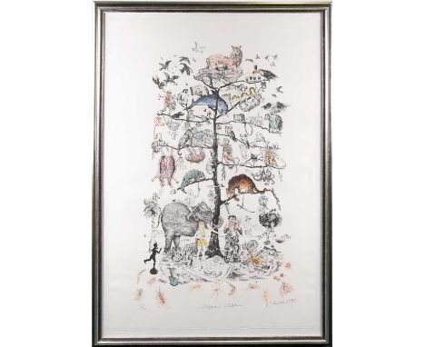 Chris Orr (b.1943), ‘Jaguar’s Children’, 1996, a large limited edition signed print, numbered 6/20, 118 cm x 79 cm, framed an