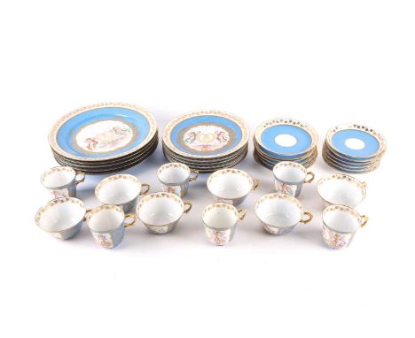 A collection of Chateau de Tuileries Sevres porcelain cabinet items, comprising five plates, 24 cm diameter, six smaller plat