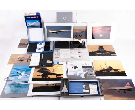 A collection of items relating to the last British Airways Concorde flight, to include commemorative prints, brochures, souve