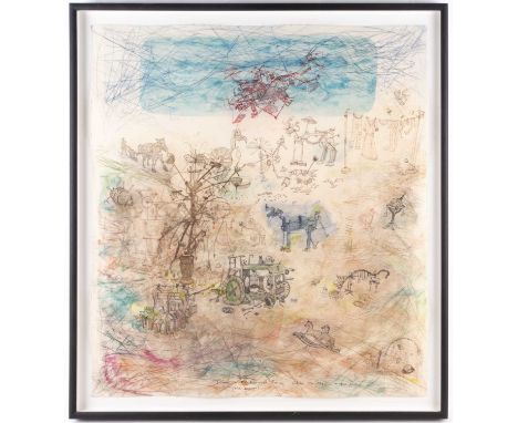 Chris Orr (b.1943), ‘Down on Mechanical Farm, (Hot Summer)’, 'unique' print on paper, 1991, 62 cm x 56 cm framed and glazed.P