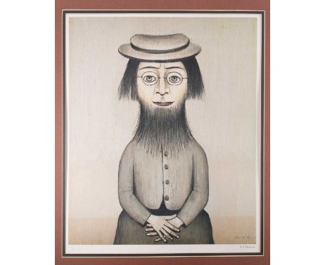 Laurence Stephen Lowry (1887-1976), 'Woman with Beard' limited edition signed lithographic print, 58 cm x 48 cm with margins,