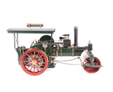 Maxwell-Hemmens, an 1" live steam scale model of a steam roller with a brass plaque bearing the legend R.W.M. Brookside 1984 