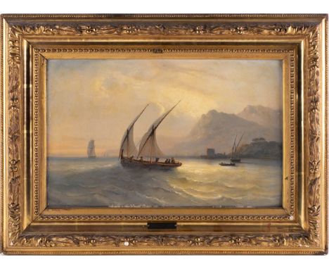 Jean Marie Auguste Jugelet (1805-1875) French, maritime seascape, off Dieppe, oil on panel, signed to lower left corner, 25 c