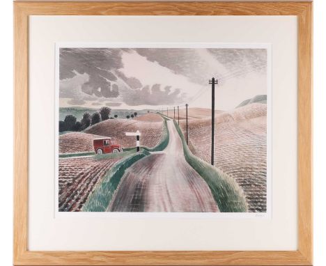 Eric Ravilious (1903-1942), 'Wiltshire Landscape', limited edition print, numbered 240/950, 41 cm x 54 cm framed and glazed.