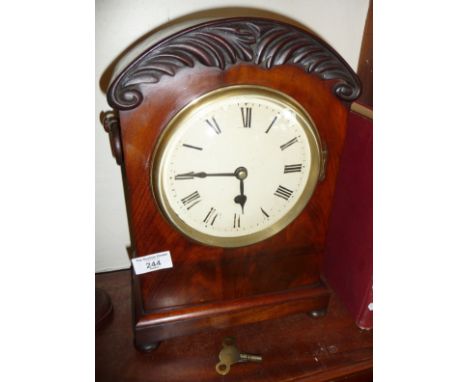 19th c. fusee bracket clock with dome topped flame mahogany case, 6" dial, brass bezel