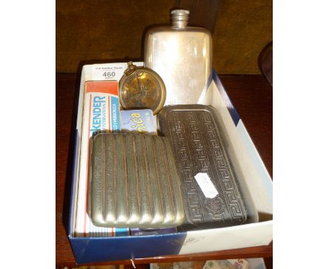 Rolls Razor, cigarette case, boxed harmonicas and a hip flask