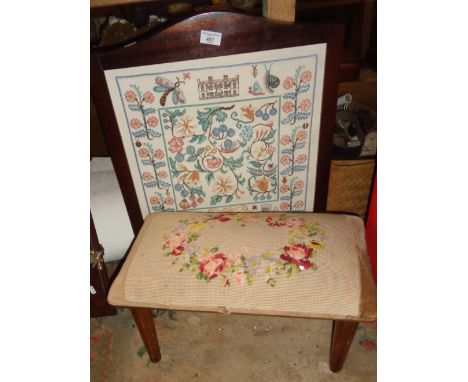 Tapestry firescreen and similar footstool