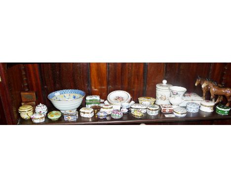 Del Prado and other porcelain pill boxes and other china (one shelf)