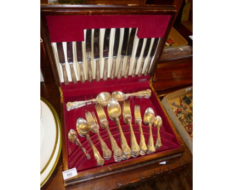 K. Bright's vintage silver plated cutlery set for 6, in the King's pattern and contained in the original canteen