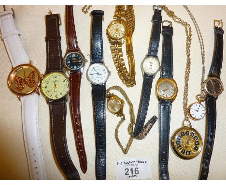 Various vintage and other wrist and pendant watches. Makes inc. Timex, Reflex, Ingersoll, etc.
