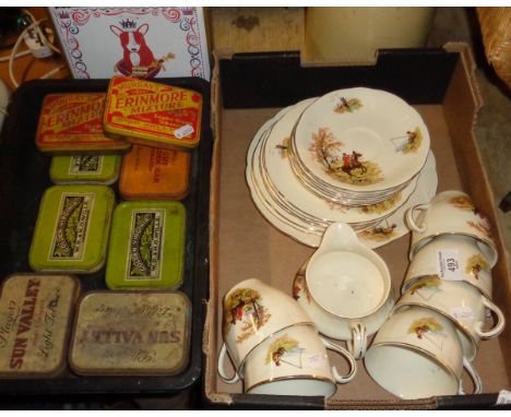 Alfred Meakin "Hunting &amp; Fishing" tea set and some tins
