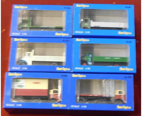 Base Toys. Trucks (x6) Scale 1:76. D51 Stanley Skinner Open Truck. D35 London Transport Open Truck. D59 BRS Parcels Flat Truc