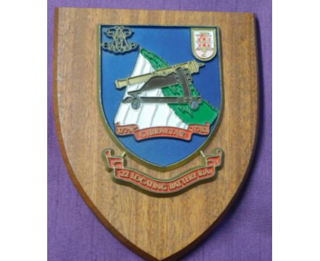 British 22nd Locating Battery (Gibraltar) Royal Artillery Regiment Placard, made by Valiant Heraldic Ltd.