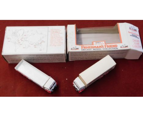 Lofthouse's. Lorries (x2). Fisherman's Friend. Scale 1:76 (OO). Good condition, worn boxes