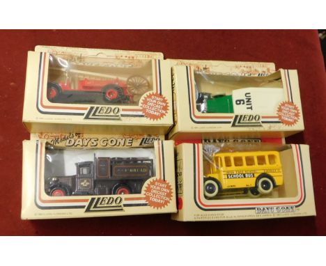 Lledo. Vehicles (x5). Coca Cola Van. Whitbread Truck. LCC Fire Engine. Unit 6 Rapid Cash Van. Union Free School Bus. Very goo