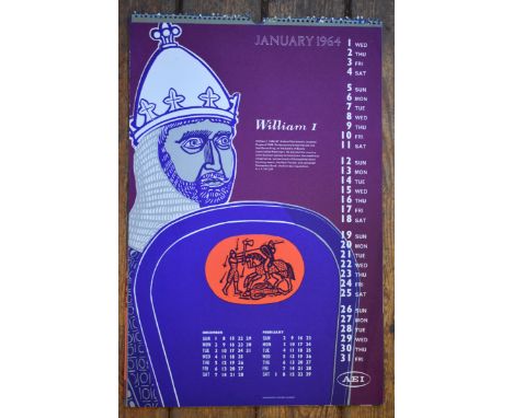 Kings &amp; Queens Calendar 1964 AEI Lamp and Lighting Co. 12 x monthly sheets. No binder or covers. Vintage original calenda